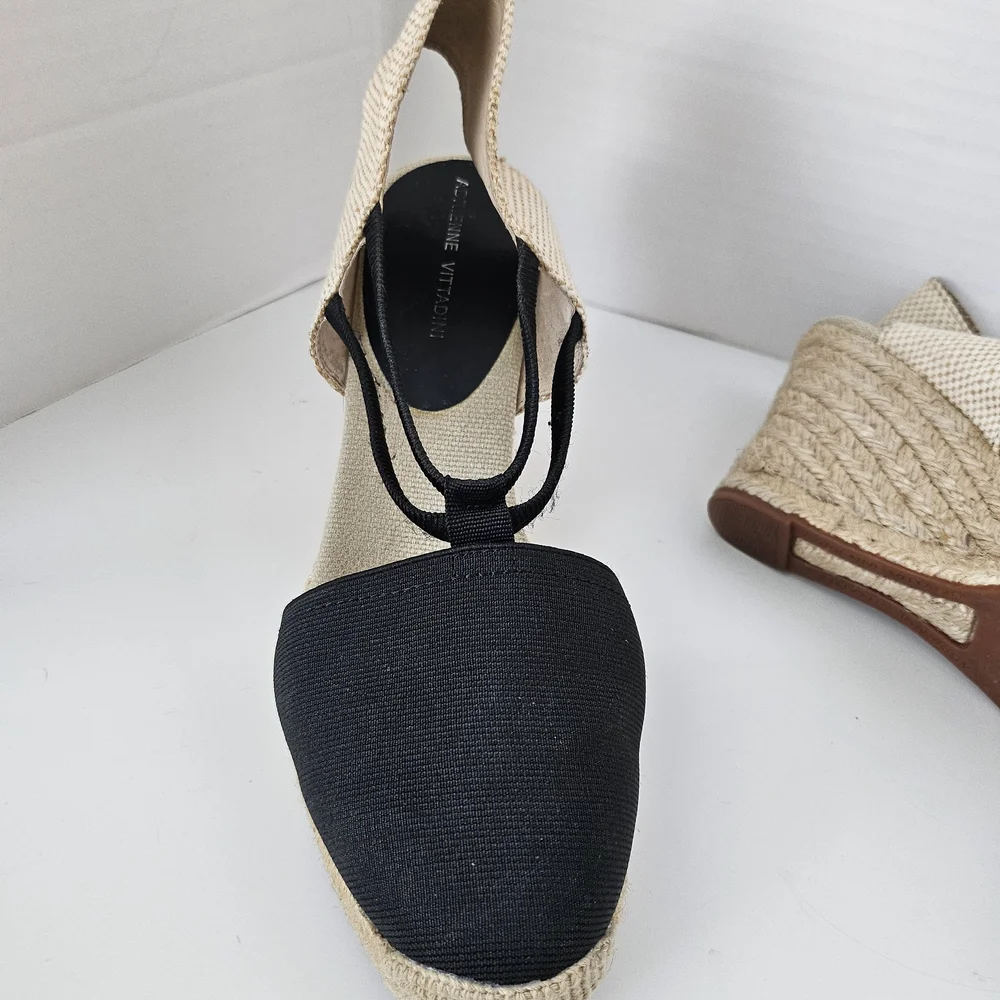 Adrienne Vittadini Black and Beige Espadrille Sandals size 9.5 - Picture 6 of 8